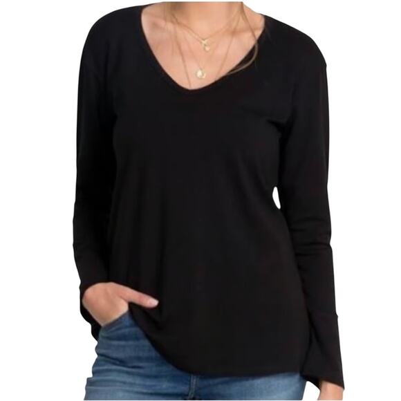Johnny Was Calmé Women's Black V-Neck Long Sleeve Top Size M - Picture 1 of 10